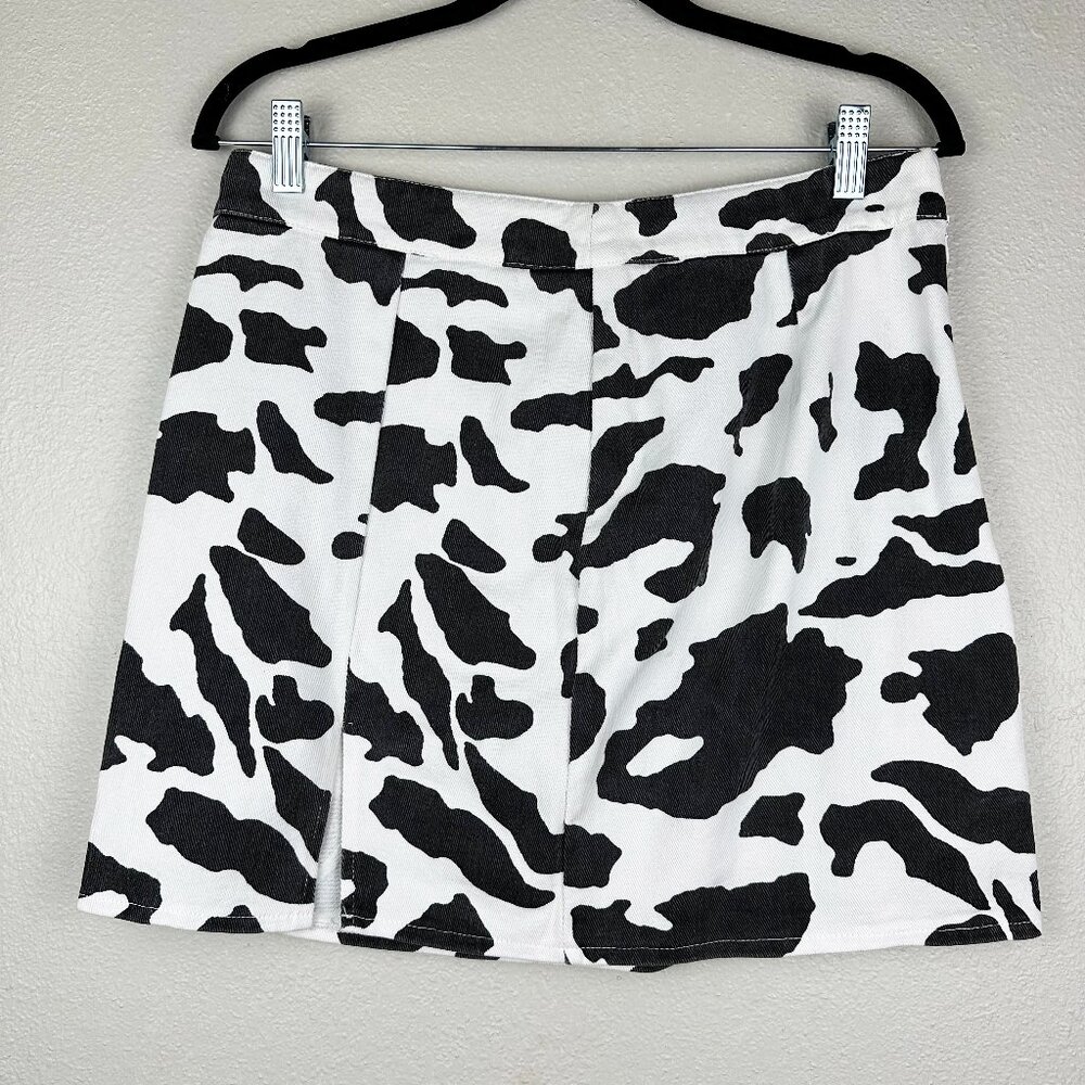 Cowgirl Denim Skirt Mini Pleated Western Cow Print Le Lis Collection M-L